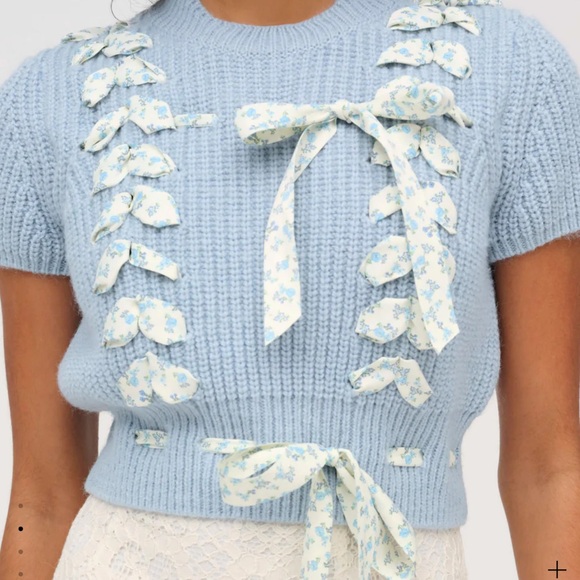 *NEW* FOR LOVE AND LEMONS BOW SWEATER LARGE - Picture 2 of 4